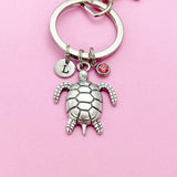 Turtle Charm Keychain, Sea Turtle Love Pet Travel Gifts Ideas, Personalized Made to Order Jewelry, N5567