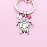 Turtle Charm Keychain, Sea Turtle Love Pet Travel Gifts Ideas, Personalized Made to Order Jewelry, N5567