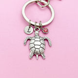 Turtle Charm Keychain, Sea Turtle Love Pet Travel Gifts Ideas, Personalized Made to Order Jewelry, N5567