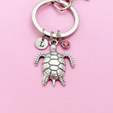 Turtle Charm Keychain, Sea Turtle Love Pet Travel Gifts Ideas, Personalized Made to Order Jewelry, N5567