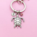 Turtle Charm Keychain, Sea Turtle Love Pet Travel Gifts Ideas, Personalized Made to Order Jewelry, N5567