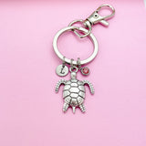 Turtle Charm Keychain, Sea Turtle Love Pet Travel Gifts Ideas, Personalized Made to Order Jewelry, N5567