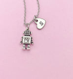 Silver Robot Charm Necklace Robotics Engineer School Gift Gifts Idea Personalized Customized Made to Order, AN4770