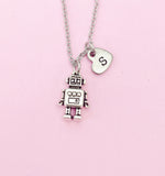 Silver Robot Charm Necklace Robotics Engineer School Gift Gifts Idea Personalized Customized Made to Order, AN4770