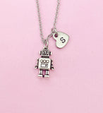 Silver Robot Charm Necklace Robotics Engineer School Gift Gifts Idea Personalized Customized Made to Order, AN4770