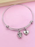 Silver Cupcake Charm Bracelet Baker Berkery Shop Gifts Ideas Personalized Customized Made to Order Jewelry, BN219