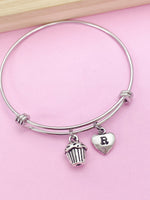 Silver Cupcake Charm Bracelet Baker Berkery Shop Gifts Ideas Personalized Customized Made to Order Jewelry, BN219