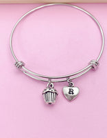 Silver Cupcake Charm Bracelet Baker Berkery Shop Gifts Ideas Personalized Customized Made to Order Jewelry, BN219