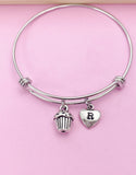 Silver Cupcake Charm Bracelet Baker Berkery Shop Gifts Ideas Personalized Customized Made to Order Jewelry, BN219