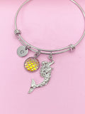 Mermaid Scale Charm Bracelet, Personalized Initial,