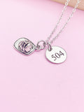 Firefighter Helmet Badge Necklace, Personalized Number Charm