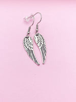 Silver Guardian Angel Wing Charm Earrings Guardian Angel Gift Ideas Personalized Customized Made to Order Jewelry, N1465