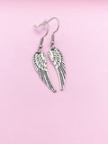 Silver Guardian Angel Wing Charm Earrings Guardian Angel Gift Ideas Personalized Customized Made to Order Jewelry, N1465