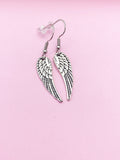 Silver Guardian Angel Wing Charm Earrings Guardian Angel Gift Ideas Personalized Customized Made to Order Jewelry, N1465