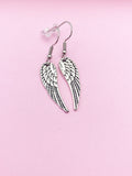 Silver Guardian Angel Wing Charm Earrings Guardian Angel Gift Ideas Personalized Customized Made to Order Jewelry, N1465
