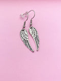 Silver Guardian Angel Wing Charm Earrings Guardian Angel Gift Ideas Personalized Customized Made to Order Jewelry, N1465