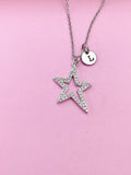 Silver North Star Necklace, Initial Charm, Personalized Gift