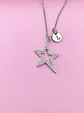Silver North Star Necklace, Initial Charm, Personalized Gift
