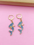 Gold Blue Mermaid Earrings Daughter Granddaughter Birthday Gifts Ideas Customized Made to Order, N3298