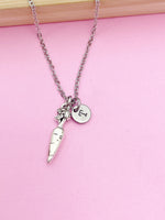 Silver Carrot Charm Necklace Birthday Mother's Day Gifts Ideas Personalized Customized Made to Order, N83