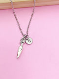 Silver Carrot Charm Necklace, Initial Pendant, Personalized Gift