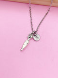 Silver Carrot Charm Necklace, Initial Pendant, Personalized Gift