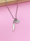 Silver Carrot Charm Necklace, Initial Pendant, Personalized Gift