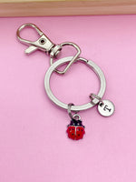 Gold or Silver TINY Red Ladybug Charm Keychain Everyday Gifts Ideas Personalized Customized Made to Order Jewelry, CN4555