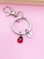 Gold or Silver TINY Red Ladybug Charm Keychain Everyday Gifts Ideas Personalized Customized Made to Order Jewelry, CN4555