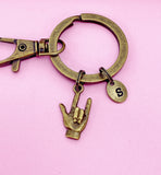 I Love You Hand Sign Keychain, Personalized Initial Charm