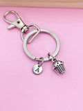Silver Cupcake Charm Keychain, Baker Berkery Shop Gifts, Muffin Jewelry, Personalized Customized Made to Order Jewelry, AN219