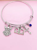 Guardian Angel Cross Bible Cross Dove Charm Bracelet Personalize Customize Jewelry, N5572