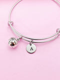 Basketball Charm Bangle, Personalized Initial, Sport Team Gift