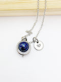 Lapis Lazuli Necklace Natural Gemstone Jewelry Option, Spinner Silver Necklace, AN5055