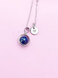 Lapis Lazuli Necklace Natural Gemstone Jewelry Option, Spinner Silver Necklace, AN5055