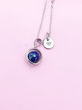 Lapis Lazuli Necklace Natural Gemstone Jewelry Option, Spinner Silver Necklace, AN5055