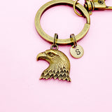 Bald Eagle Charm Keychain in Bronze or Silver Personalize Customize Charm Keychain, AN4190