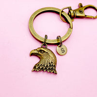 Bald Eagle Charm Keychain in Bronze or Silver Personalize Customize Charm Keychain, AN4190