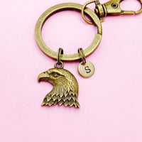 Bald Eagle Charm Keychain in Bronze or Silver Personalize Customize Charm Keychain, AN4190