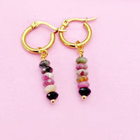 Natural Tourmaline Earrings in Gold, Rose Gold or Silver, N3977