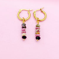 Natural Tourmaline Earrings in Gold, Rose Gold or Silver, N3977