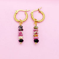 Natural Tourmaline Earrings in Gold, Rose Gold or Silver, N3977
