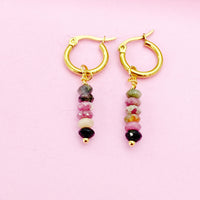 Natural Tourmaline Earrings in Gold, Rose Gold or Silver, N3977
