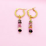 Natural Tourmaline Earrings in Gold, Rose Gold or Silver, N3977