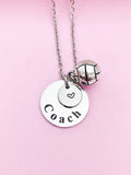 Volleyball Coach Necklace in Silver, Keychain and Bracelet in Option, AN115