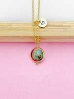Natural Turquoise Jasper Necklace in Gold, N4294