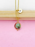 Natural Turquoise Jasper Necklace in Gold, N4294