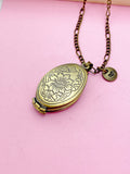 Flower Locket Necklace in Bronze Personalize Customize Jewelry, AN1792