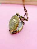 Flower Locket Necklace in Bronze Personalize Customize Jewelry, AN1792