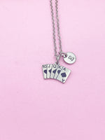 Poker Play Card Necklace in Silver Stainless Steel Jewelry, N4428